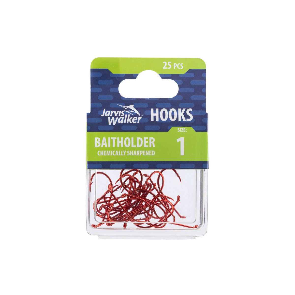JW CHEMICALLY SHARPENED BAITHOLDER HOOKS - 25 PACK