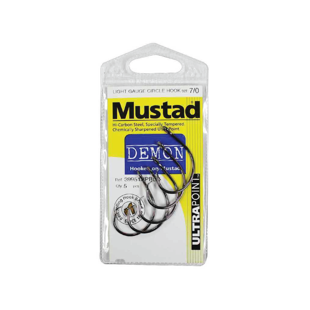 MUSTAD DEMON LIGHT GUAGE CIRCLE HOOKS